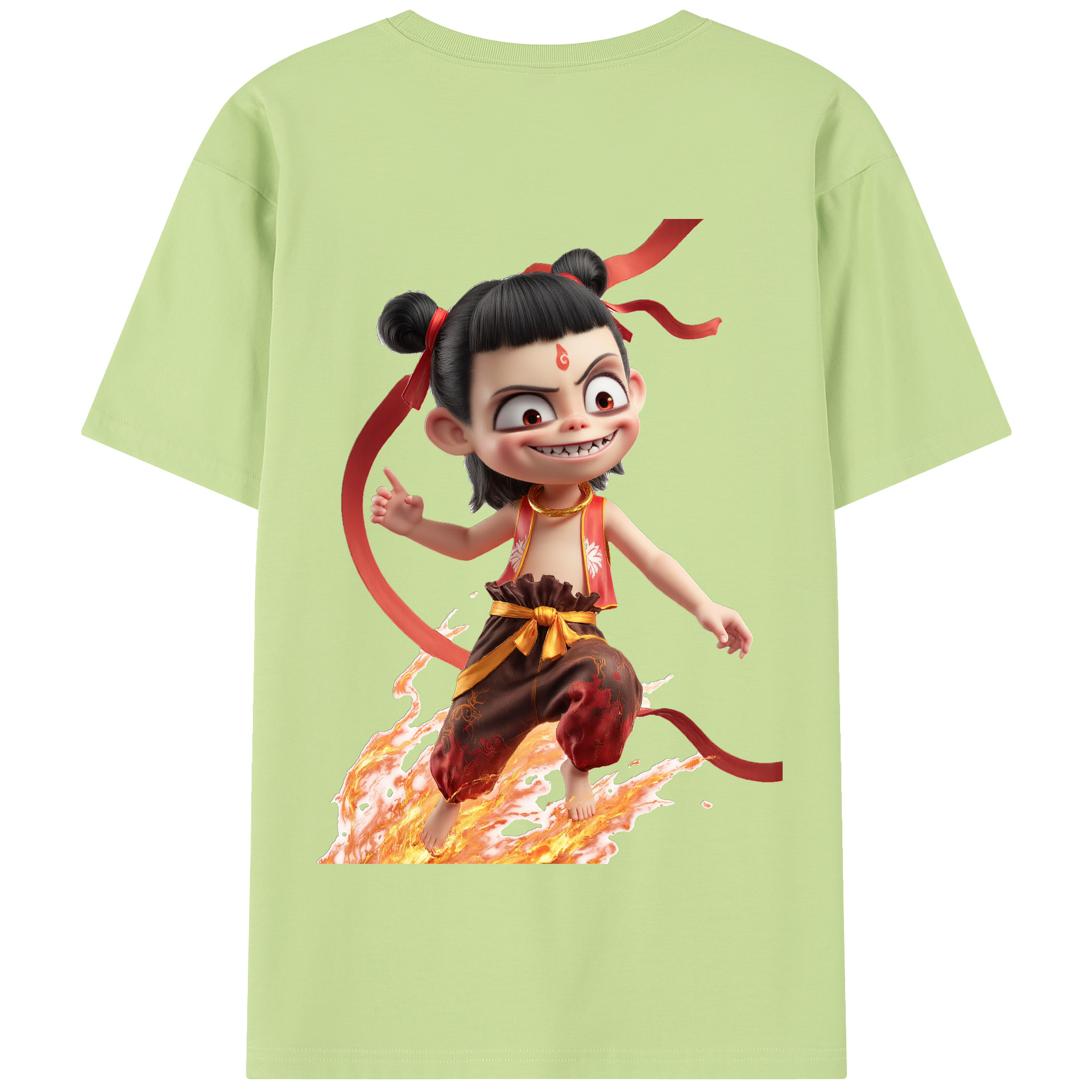 （画像用） Ne Zha 2 ナタ 魔童の大暴れ 綿100％半袖Tシャツ（背面プリント）